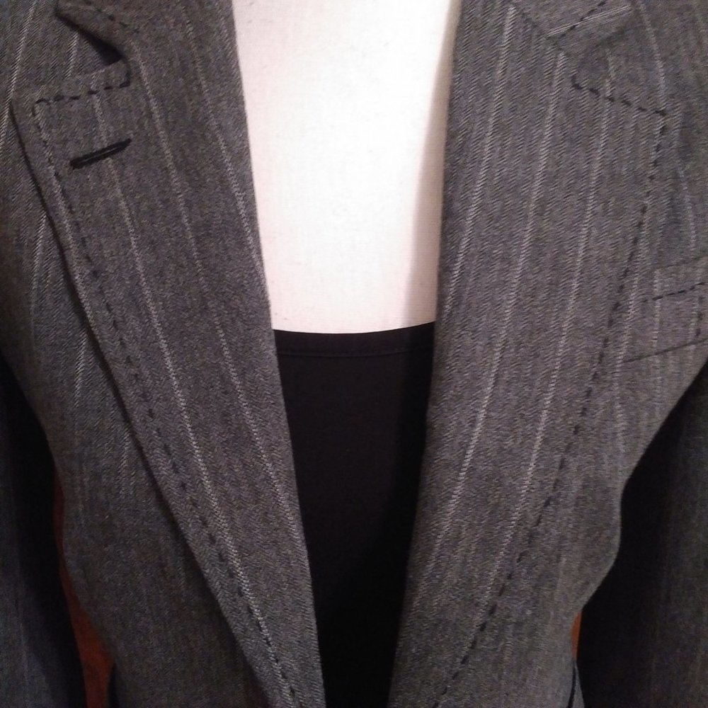 Zara Basic Collection Pinstripe Gray Blazer - image 5